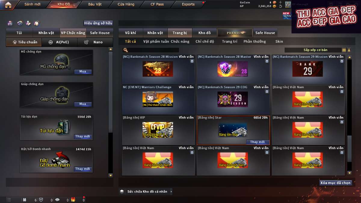 shop acc cf uy tin gia re